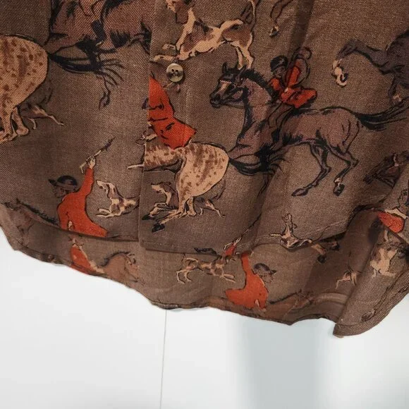 Breeches Vintage Women's Long Sleeve Brown Equestrian Riding Horse Top- Size 8 - Picture 7 of 7